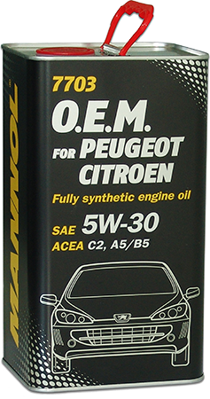 Motorové oleje - Motorové oleje pro osobní automobily - Oleje 5W-30 - Olej 5W-30 Mannol 7703 O.E.M. Peugeot - Citroen - 4 L Olej 5W-30 Mannol 7703 O.E.M. Peugeot - Citroen - 4 L - Oleje 5W-30
