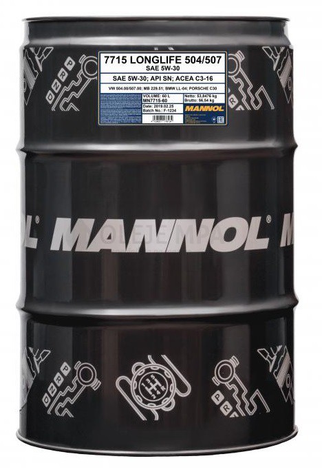 Motorový olej 5W-30 Mannol 7715 Longlife 504/507 - 60 L - 5W-30