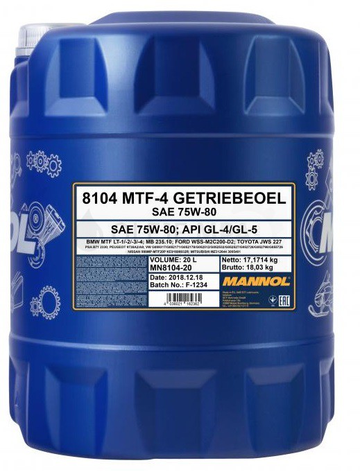 Převodový olej 75W-80 Mannol MTF-4 Getriebeoel - 20 L - 75W-80