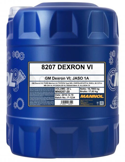 Převodový olej Mannol ATF Dexron VI - 20 L - Oleje GM DEXRON VI
