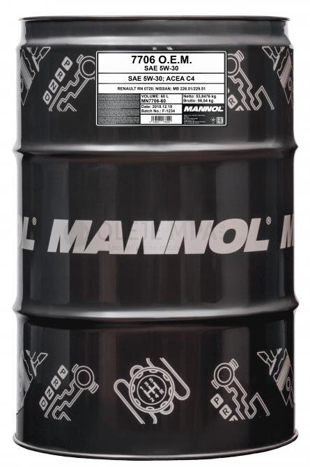 Motorový olej 5W-30 Mannol 7706 O.E.M. Renault - Nissan - 60 L - 5W-30