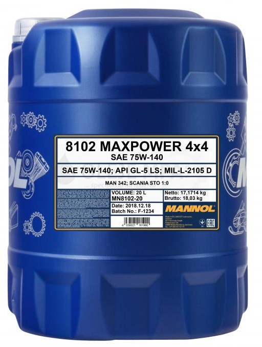 Převodový olej 75W-140 Mannol Maxpower 4x4 - 20 L - 75W-140
