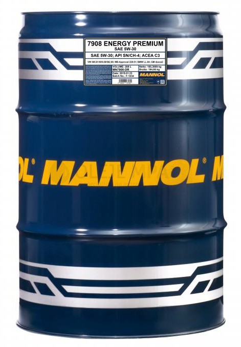 Motorové oleje - Motorové oleje pro osobní automobily - Oleje 5W-30 - Motorový olej 5W-30 Mannol Energy Premium - 208 L Motorový olej 5W-30 Mannol Energy Premium - 208 L - Oleje 5W-30