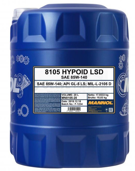 Převodový olej 85W-140 Mannol Hypoid LSD - 20 L stáčený olej z IBC - AKCE na vybrané produkty
