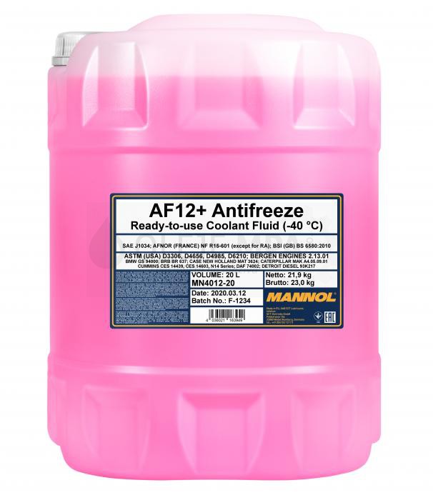 Chladící kapalina Mannol Antifreeze AF 12+ -40°C - 20 L - Chladící kapaliny - antifreeze