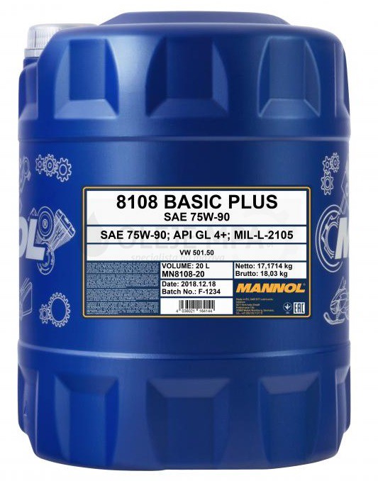 Převodový olej 75W-90 Mannol Basic Plus GL-4+ - 20 L - 75W-90
