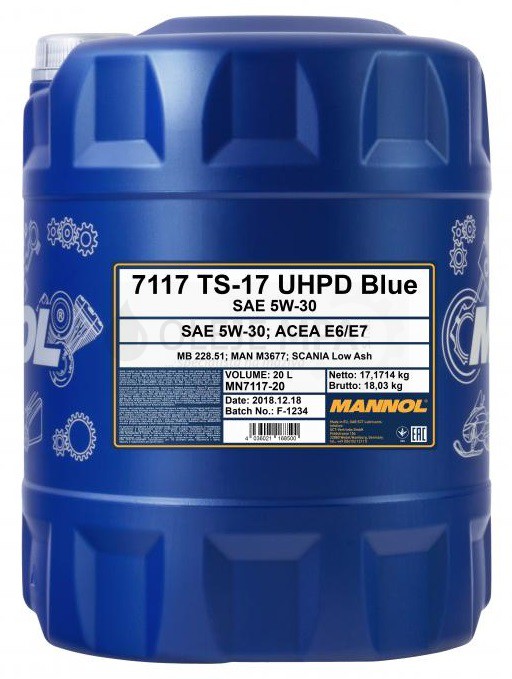 Motorový olej 5W-30 UHPD Mannol TS-17 Blue - 20 L - 5W-30