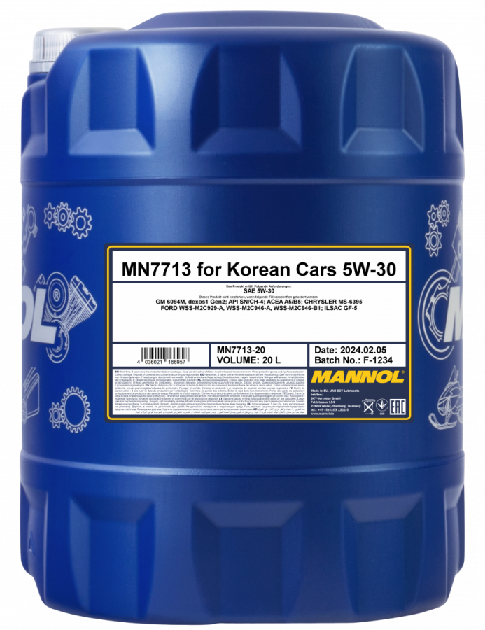 Motorový olej 5W-30 Mannol for Korean Cars 7713 - 20 L - 5W-30