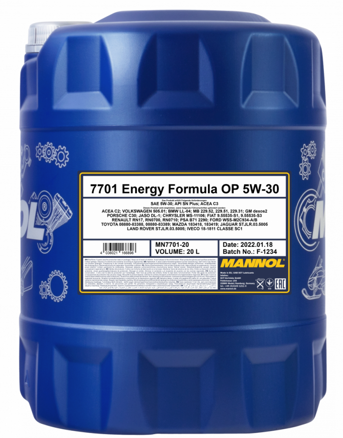 Motorový olej 5W-30 Mannol 7701 Energy Formula OP - 20 L - 5W-30