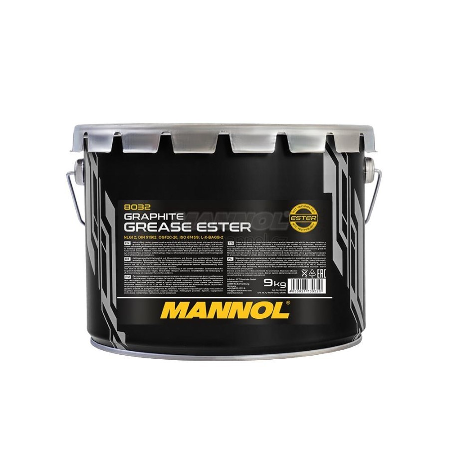 Plastická maziva - vazeliny - Univerzální (automobilová) plastická maziva - Třída NLGI 2 - Plastické mazivo Mannol GraphiteGrease Ester - 9 KG Plastické mazivo Mannol GraphiteGrease Ester - 9 KG - Třída NLGI 2