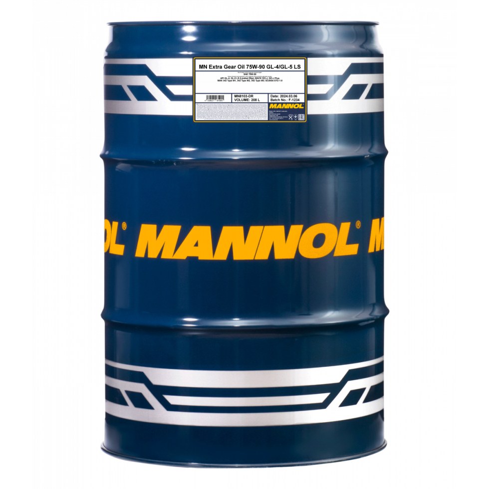 Mannol Extra Gear oil 75W-90 GL-4/GL-5 LS 8103 - 208l - 